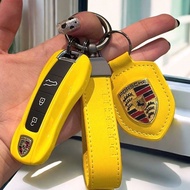 Porsche Yellow Key Shell Cayenne macan718 Palamela taycan911 Car Keychain Shell Modification