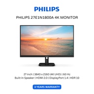 Philips 27" 4K IPS UHD 60Hz Monitor 27E1N1800A