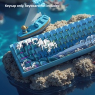 Ukiyoe Blue Keycaps PBT DYE-SUB Side Print Shine Through Cherry Profile Wave 129 Keys for Mechanical
