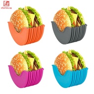 (CL) Silicone Burger Holder Sandwich Clip Shell Retractable Reusable Food Bun Rack