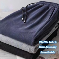 Waffle Pants Men Sweatpant Oversize Causal Unisex Straight Cut Pants Baggy Loose Pants