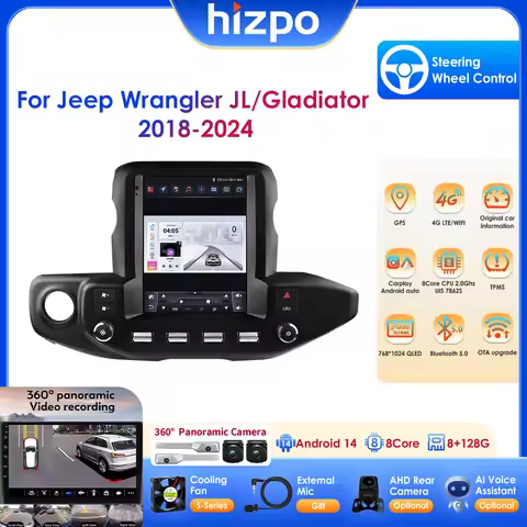 2 Din 9.7 Inch Car Multimedia Player GPS Navigation Support DSP Carplay Android Auto for Jeep Wrangl