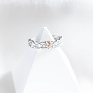 黃水晶925純銀蕾絲寶石戒指 可調式戒指