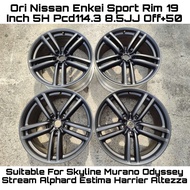 Nissan Enkei Sport Rim 19 Inch 5H PCD114.3 8.5JJ Offset+50 Odyssey Stream Murano Skyline Harrier Alphard Estima Altezza