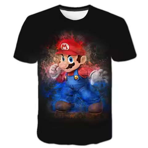 Mario And Luigi 2025 Summer Cartoon 3D Printing Unisex Youth Fashion Comfortable Versatile T-shirt B