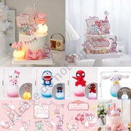 LED light Fox birthday cake decoration LED Spider Man birthday cake decoration accessories set