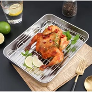 Stainless Steel 430 Oven Grill Pan with Mesh Frame, Multifunctional Stainless Steel Oven Grill Set -