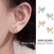 Miss.Ing·S999 Silver Earring Bow Ear Studs Earring·Hypoallergenic EDA114