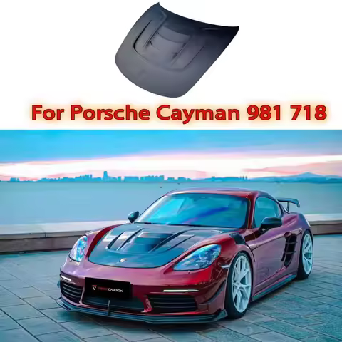 Dry Carbon Fiber TK Style Front Hood Bonnet For Porsche Cayman 718 981 2018+ Front hood Car Accessor