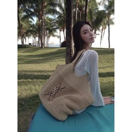 [Dihao] Correct Version Yang's Classic Style Woven Bag Ladies ICARE Raffia Plus Size Portable Seasid