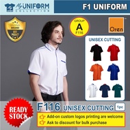 Oren Sport F116 Unisex F1 Uniform (Group A) / Customize Logo / Corporate Shirt / Work Wear Shirt / F