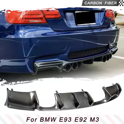 Carbon Fiber / Black FRP Car Rear Bumper Guard Lip Diffuser Spoiler for BMW 3 Series E92 M3 2007 - 2
