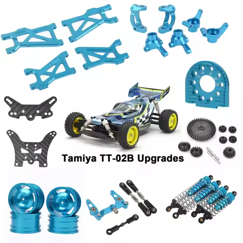 Aluminum Alloy Shock Front Rear Uprights Steering Arms Wheels Tires for Tamiya TT-02B Chassis Upgrad
