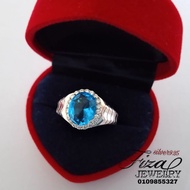 cincin lelaki permata biru aqua silver 925, cincin lelaki perak925 permata blue aqua, silver 925 men