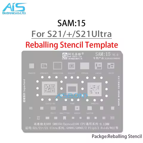 SAM15 BGA Reballing Stencil For Samsung S21 Ultra S21+ S21U SM8350 Exyn2100 CPU G998U G996U G996Z Fl