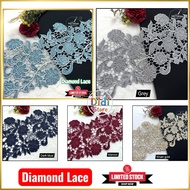 [ 50cm/ unit ]18cm boder lace diamond/ diamond border lace/ lace hiasan/ lace abaya/ lace baju/ trim