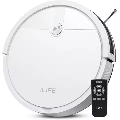 ILIFE V2 Robot Vacuum Cleaner, Tangle-Free Suction, 120 Mins Runtime, Slim, Self-Charging Robotic Va