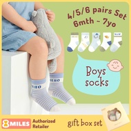 [4/5/6 pairs set] Baby Toddler Boys Socks 6mth to 7yo Cotton Breathable Thin Summer Quarter Crew Spo