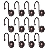 12pcs Antique Decorative Shower Curtain Hooks Rustproof Oil Rubbed Bronze Curtain Ring For Bathroom Curtains Rod