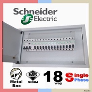 18 Way Metal Schneider Easy9 Distribution Box DB - Full Set - Signal Phase 63a RCCB 0.1ma C/W MianSw
