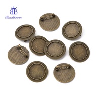 10pcs Vintage Alloy Brooch Cabochon Bezel Settings with Iron Pin Back Bar Findings Cadmium Free Nick