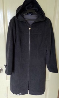 ［99go］日本高級服飾專櫃ROPE CITY 灰黑色長版連帽大衣60%安哥拉40%羊毛 長大衣 9AT-M號 日本製
