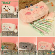 TEALY Pencil , Storage Bag Cartoon Pencil Box,  Gift Portable Large Capacity Plush Pencil Cases Stud