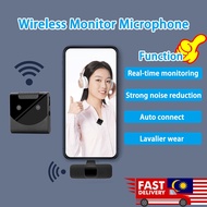 Wireless Monitor Microphone Portable Audio Video Recording Mini Mic For iPhone Android Facebook Yout