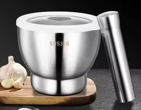Stainless Steel Garlic mortar Grinder Pepper Chillies Dried Food Mill Herb Mills Mincers Metal Morta
