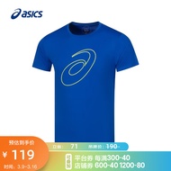 亚瑟士ASICS运动T恤男子跑步短袖透气舒适运动上衣 2011C856-001 蓝色 L