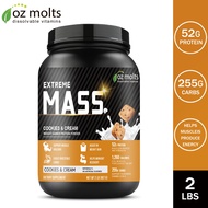 Ozmolts MASS Gainer Powder Workout Supplement Gain Weight MASS Protein Powder Cookies & Cream 2LBS