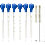 QWORK Penitis Kaca Pipet Set Penitis Makmal Bergraduasi, Kapasiti 10 ml dengan Penutup Getah Besar P