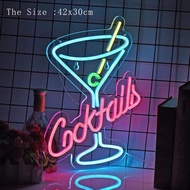 ☢■ Cocktails Neon Signs Beer Bar Club Bedroom LED Neon Lights Sign for Hotel Pub Cafe Birthday Party Man Cave Neon Light Art Wall