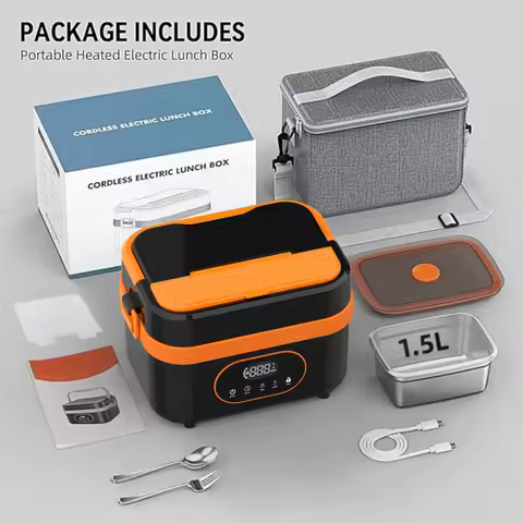 Nocclili 1.5L Electric Heated Lunch Box For Adults 60W Food Warmer with 18000mAh Display Portable fo
