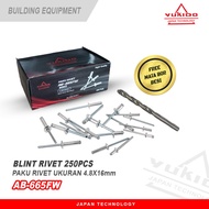 MATA YUKIDO Ripet Nails 4.8x16mm 665 Aluminum Rivet Nut contains 250 Pcs FREE DRILL BIT AB-640FW