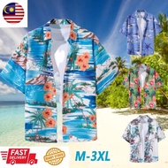 READY STOCK Men Hawaii Women Beach T-shirt Hawaii shirt men baju hawaii lelaki bunga pantai retro ba