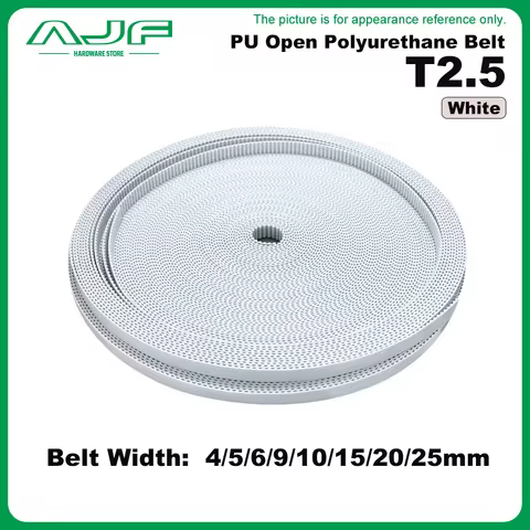 T2.5 Open synchronous Timing belt width 4/5/6/9/10/15/20/25mm Polyurethane steel PU T2.5 open Belt p