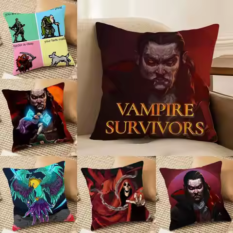 Game Vampire Survivors-S Pillow Case Silky elegant Comfort Sofa Bed Invisible zipper Beach pillowcas