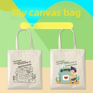 Canva Bag Printing Children's Diy Blank Handmade Color Filling Hand Drawing Canva Bag Student Graffi