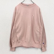 古著Champion Reverse Weave 粉紅色衛衣，M 碼