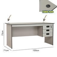 Furniture Direct ECO 150CM Office Table With Key Lock and 2 cable hole-Grey