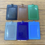 ID Case Leather Vertical id case card holder with clear id window & I card slot flat leather holder