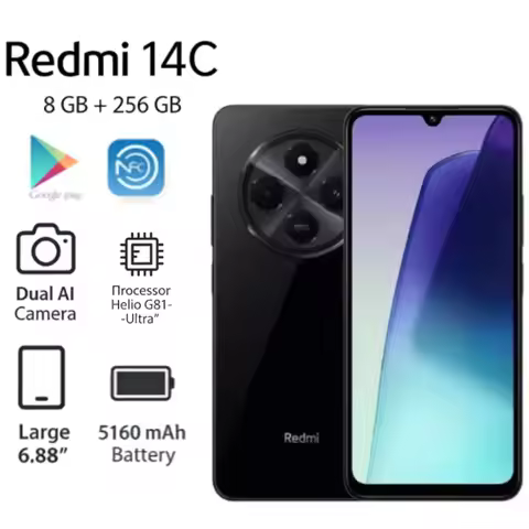 Xiaomi Redmi 14C 6.88" 120Hz Display 5160mAh Battery 13MP Camera 4G LTE Android Smartphone Mobile Ph