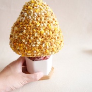 手鉤四季 手作秋天, 限量 天然樹段+釉燒盆栽 黃色結粒銀杏樹