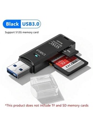 1入組2合1讀卡器USB3.0微型SD TF卡讀卡器高速多卡寫入器轉接器隨身碟筆記型電腦配件