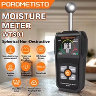WTS01ดิจิตอลไม้ POROMETISTO เครื่องวัดความชื้นเตือนความชื้นทรงกลมแบบไม่ทำลายผนังจอแอลซีดีไม้มิเตอร์ต