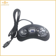 JL Retro Gaming Controller for MD 16 Bit Systems 6 Button Layout Wire Handle Plug and Play Compatibi