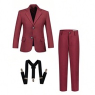 Boys Suits 3-Pieces Suit Set Toddler Tuxedos Dresswear Ring Bearer Outfit Wedding Blazer Pants Strap