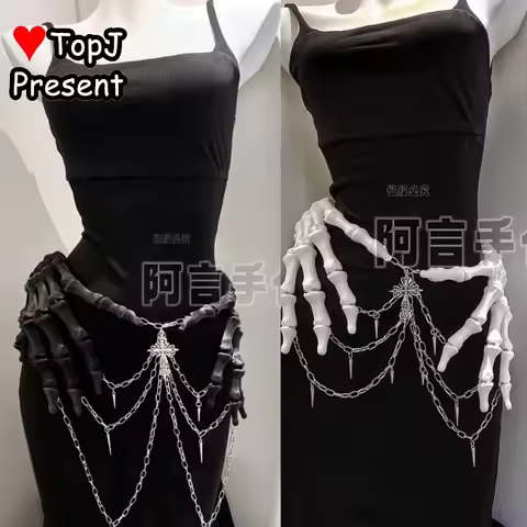 Men/Women's Steampunk Subcultural Original Cos Waist Rivet Chain Gothic Waist Cincher Hand Bone Dark