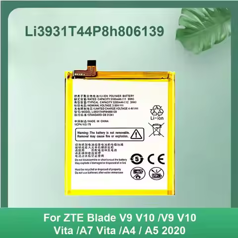 High-Capacity Rechargeable Li3931t44p8h806139 3200Mah Mobile Phone Battery For Zte Blade V9 V10 Vita
